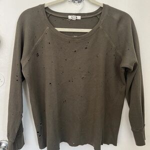 LNA Waffle Long Sleeve Top Army Green